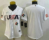 Women's USA Baseball Blank 2023 White World Baseball Classic Stitched Jersey,baseball caps,new era cap wholesale,wholesale hats